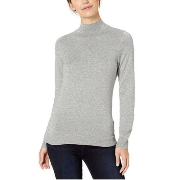 NWT ASOS Light Gray Grey Mock Turtleneck Knit Minimalist Neutral Sweater Top 14 - Picture 1 of 3